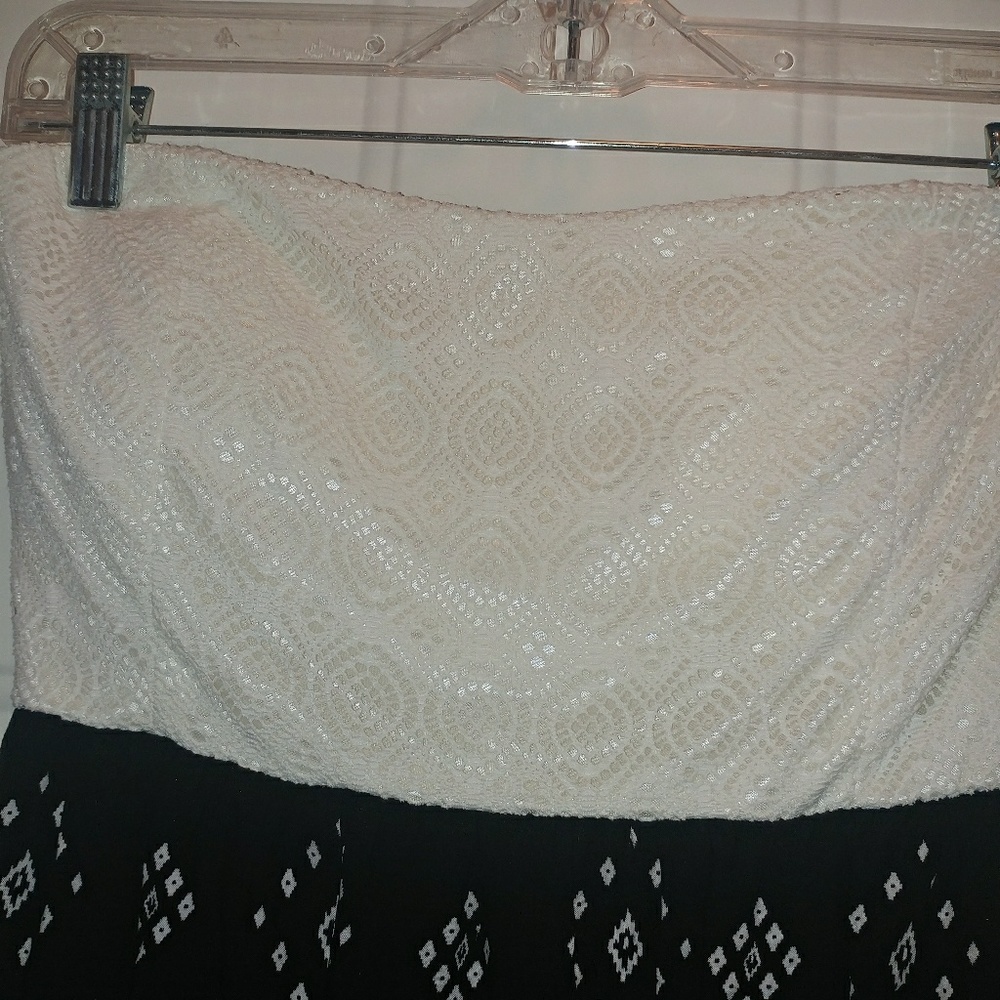 SFS • NWT •  Empyre • White Aztec Print Strapless Srrappy Back Dress Large Black - Picture 8 of 8